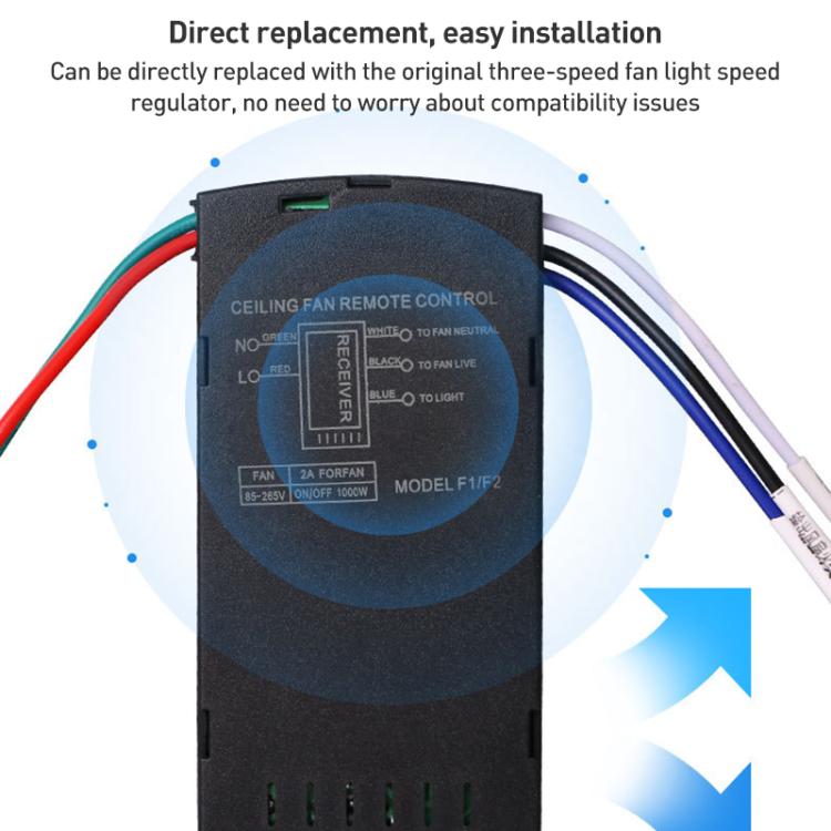 Bộ điều khiển từ xa quạt trần đa năng, 85-265V, công tắc điều khiển không dây có hẹn giờ, điều chỉnh tốc độ gió, bộ phát và bộ thu