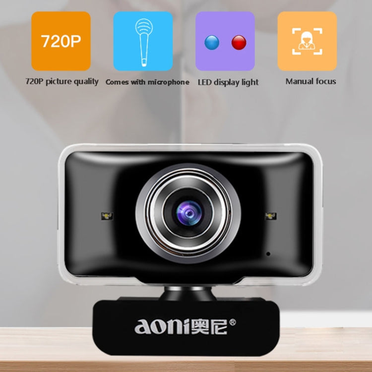 Webcam máy tính Aoni C11 720P góc rộng 150 độ lấy nét thủ công HD có micro, C11
