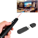 Bút trình chiếu laser không dây 2.4GHz PowerPoint, bút trình chiếu đa phương tiện không dây có đầu thu USB, khoảng cách điều khiển từ xa: 30m, 30m