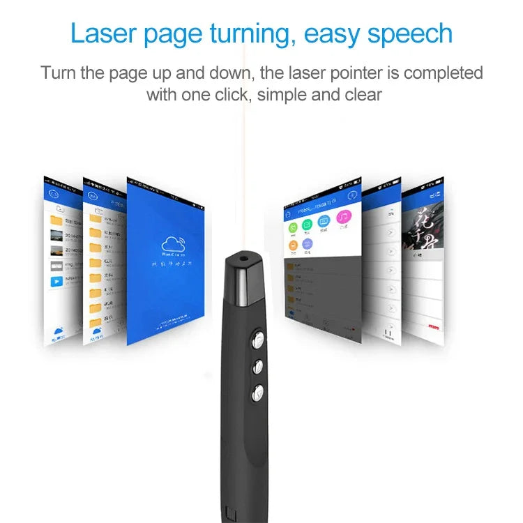Bút trình chiếu laser không dây 2.4GHz PowerPoint, bút trình chiếu đa phương tiện không dây có đầu thu USB, khoảng cách điều khiển từ xa: 30m, 30m