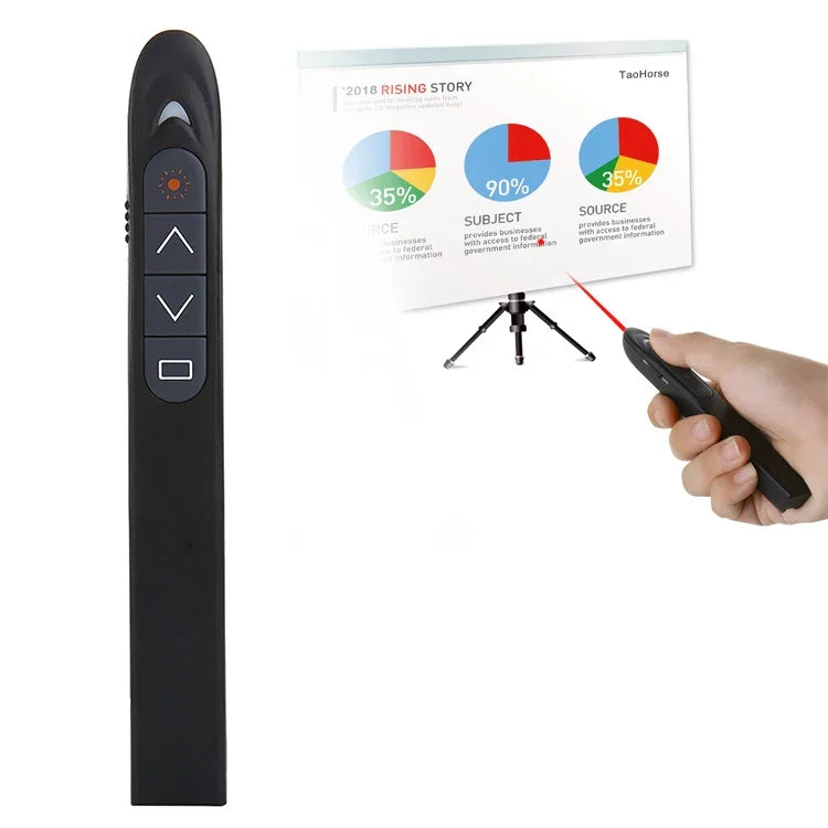 XM930 Bút lật trang trình chiếu PowerPoint laser không dây 2.4GHz Bút trình chiếu đa phương tiện không dây với đầu thu USB, Hỗ trợ cảnh báo pin yếu, Khoảng cách điều khiển từ xa: 100m, 100m Trắng, 100m Đen