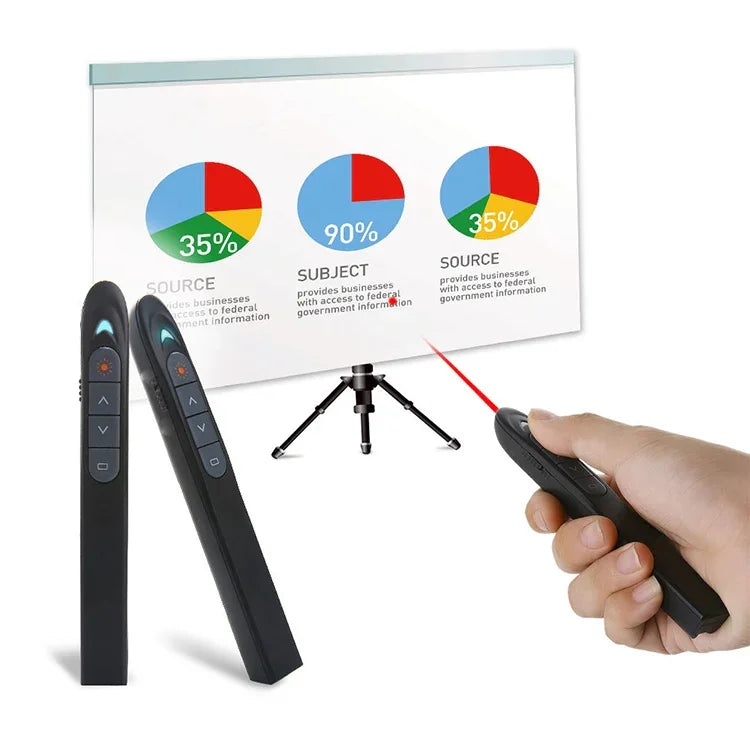 XM930 Bút lật trang trình chiếu PowerPoint laser không dây 2.4GHz Bút trình chiếu đa phương tiện không dây với đầu thu USB, Hỗ trợ cảnh báo pin yếu, Khoảng cách điều khiển từ xa: 100m, 100m Trắng, 100m Đen