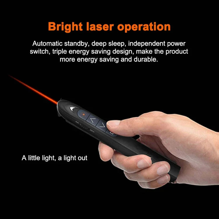 XM930 Bút lật trang trình chiếu PowerPoint laser không dây 2.4GHz Bút trình chiếu đa phương tiện không dây với đầu thu USB, Hỗ trợ cảnh báo pin yếu, Khoảng cách điều khiển từ xa: 100m, 100m Trắng, 100m Đen