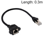 Cáp nối dài mạng CAT6E RJ45 cái sang đực có khóa vít gắn bảng, dài 0.3m