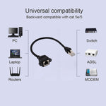 Cáp nối dài mạng CAT6E RJ45 cái sang đực có khóa vít gắn bảng, dài 0.3m