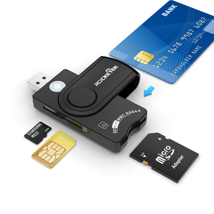 Đầu đọc thẻ đa năng ROCKETEK CR310 USB 3.0 + thẻ TF + thẻ SD + thẻ SIM + thẻ thông minh, USB 3.0