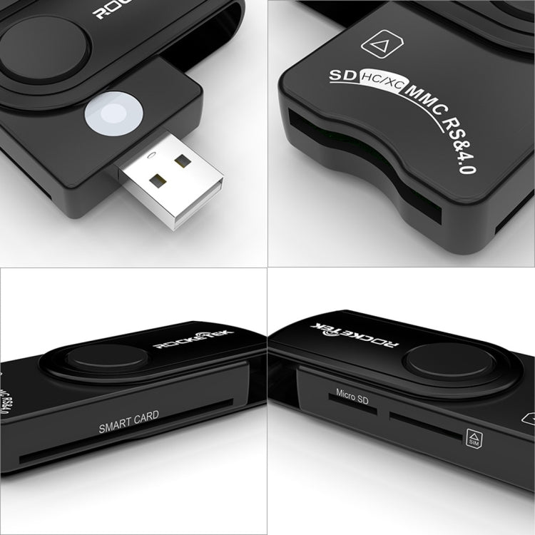 Đầu đọc thẻ đa năng ROCKETEK CR310 USB 3.0 + thẻ TF + thẻ SD + thẻ SIM + thẻ thông minh, USB 3.0