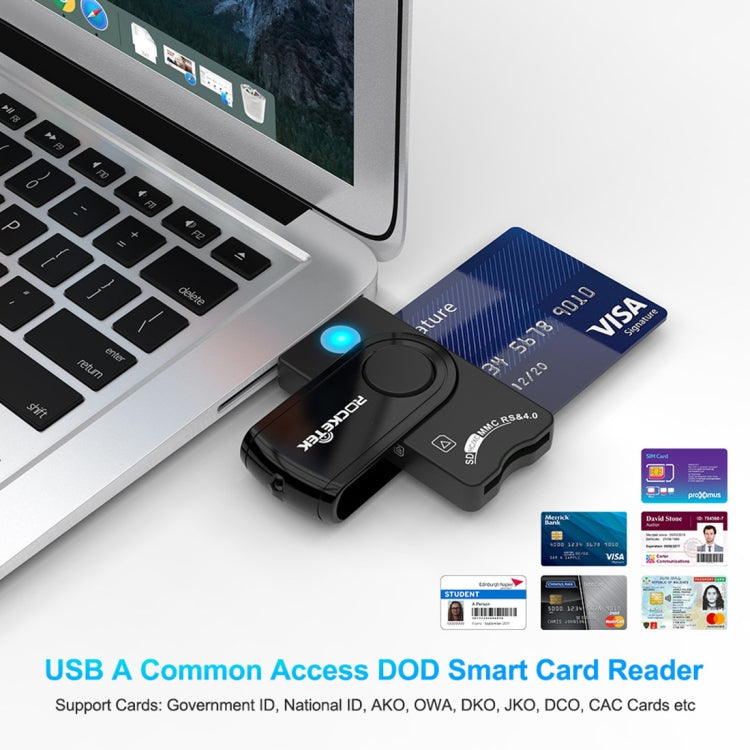 Đầu đọc thẻ đa năng ROCKETEK CR310 USB 3.0 + thẻ TF + thẻ SD + thẻ SIM + thẻ thông minh, USB 3.0