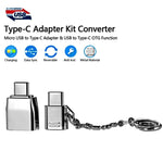 Bộ chuyển đổi kim loại Micro USB cái sang USB-C / Type-C đực + USB 2.0 cái sang USB-C / Type-C đực