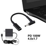 Cáp bện nylon PD 100W 18.5-20V đầu gập 4.0 x 1.35mm sang USB-C / Type-C