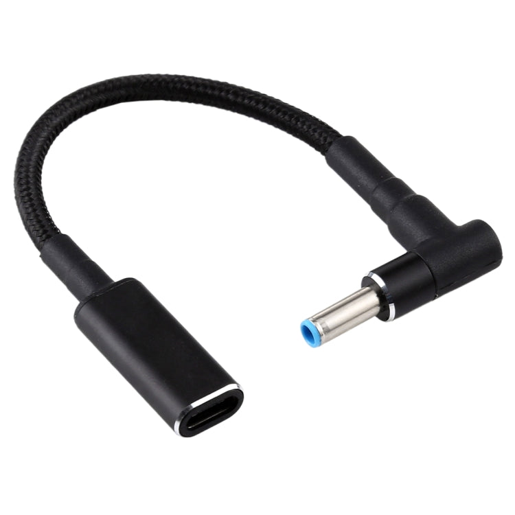Cáp chuyển đổi PD 100W 18.5-20V 4.5 x 0.6mm chữ L sang USB-C / Type-C bện nylon cho HP, 4.5 x 0.6mm