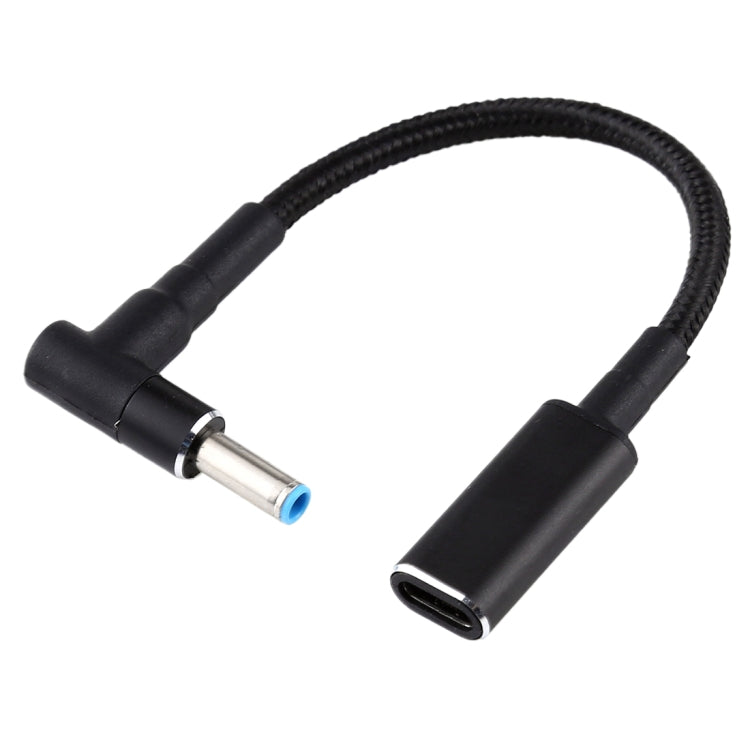 Cáp chuyển đổi PD 100W 18.5-20V 4.5 x 0.6mm chữ L sang USB-C / Type-C bện nylon cho HP, 4.5 x 0.6mm