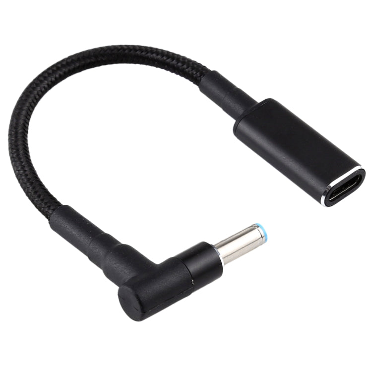 Cáp chuyển đổi PD 100W 18.5-20V 4.5 x 0.6mm chữ L sang USB-C / Type-C bện nylon cho HP, 4.5 x 0.6mm
