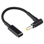 Cáp chuyển đổi PD 100W 18.5-20V 5.5 x 2.5mm chữ L sang USB-C / Type-C bện nylon, 5.5 x 2.5mm