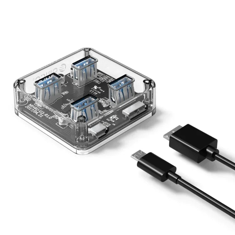 ORICO MH4U-100 Bộ chia USB 3.0 trong suốt để bàn với cáp Micro USB 100cm, MH4U-100