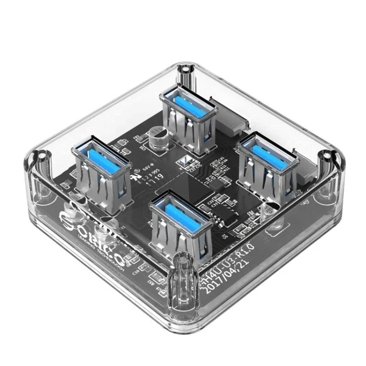 ORICO MH4U-100 Bộ chia USB 3.0 trong suốt để bàn với cáp Micro USB 100cm, MH4U-100