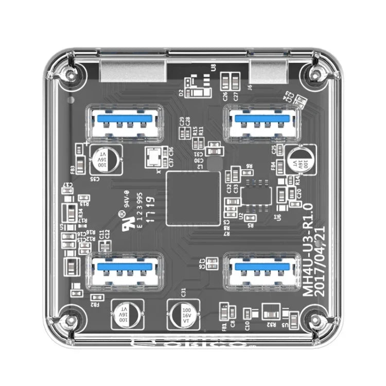 ORICO MH4U-100 Bộ chia USB 3.0 trong suốt để bàn với cáp Micro USB 100cm, MH4U-100