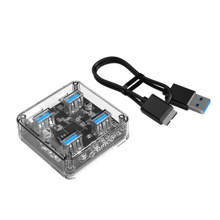 ORICO MH4U-100 Bộ chia USB 3.0 trong suốt để bàn với cáp Micro USB 100cm, MH4U-100