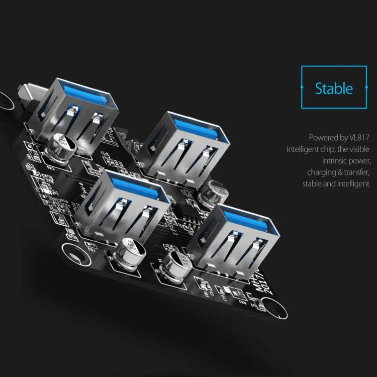 ORICO MH4U-100 Bộ chia USB 3.0 trong suốt để bàn với cáp Micro USB 100cm, MH4U-100
