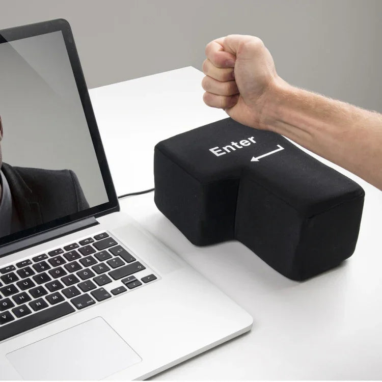 Gối phím Enter lớn USB cho máy tính để bàn, Gối tay phím Enter sáng tạo (Đen)