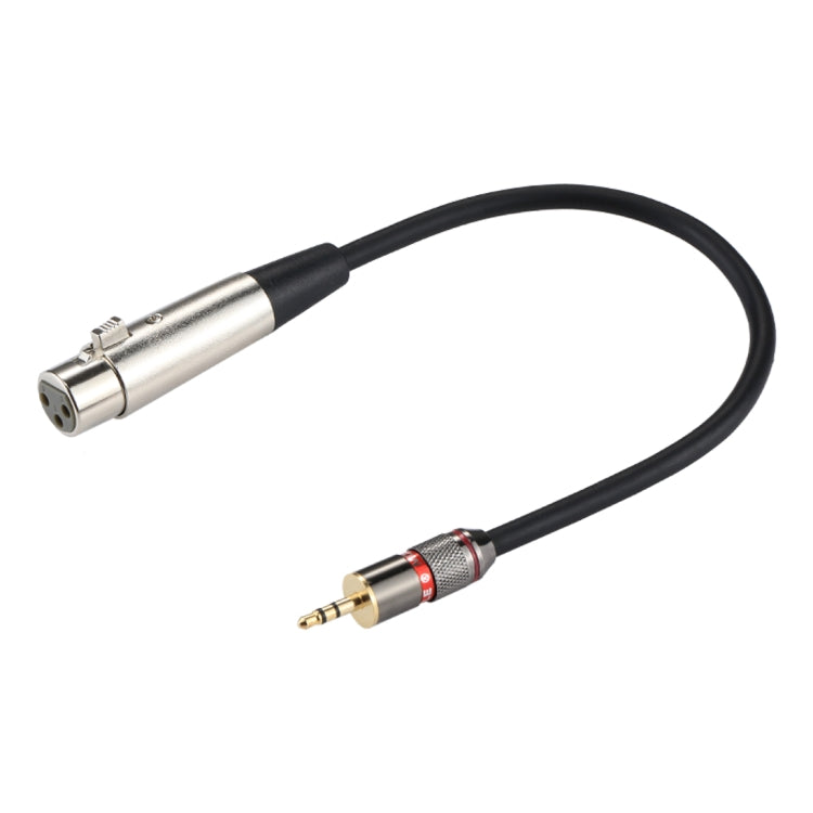 Cáp chuyển đổi đầu kim loại 3.5mm đực sang đầu XLR CANNON 3 chân cái vỏ nhôm, chiều dài tổng khoảng 35cm, 3 chân cái