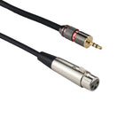 Cáp chuyển đổi đầu kim loại 3.5mm đực sang đầu XLR CANNON 3 chân cái vỏ nhôm, chiều dài tổng khoảng 35cm, 3 chân cái