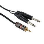 Dây chuyển đổi âm thanh đực 3.5mm sang 2 đầu đực mono 6.35mm, Tổng chiều dài: khoảng 27cm