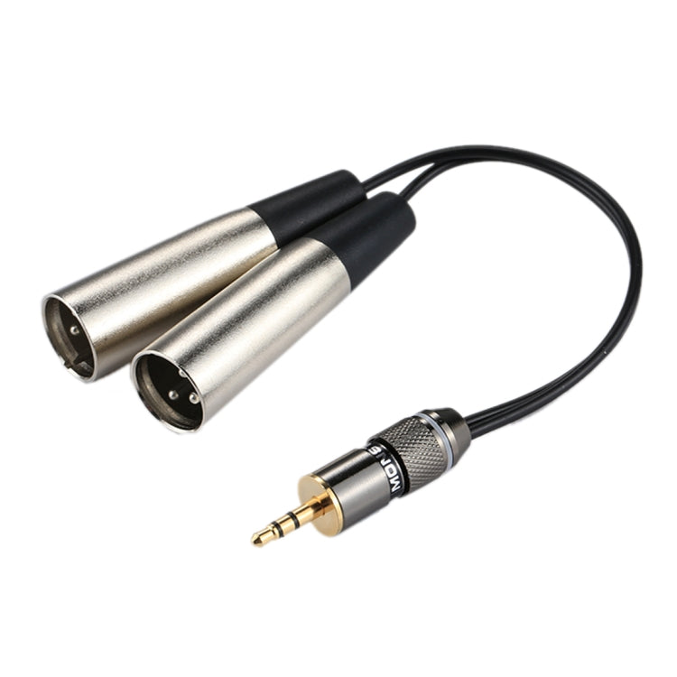 Cáp chuyển đổi đầu nối âm thanh XLR CANNON đực 3.5mm đầu kim loại vỏ nhôm 2 x 3 chân, chiều dài tổng khoảng 25cm, 2 x 3 chân đực