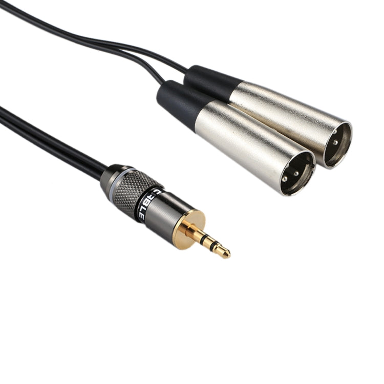 Cáp chuyển đổi đầu nối âm thanh XLR CANNON đực 3.5mm đầu kim loại vỏ nhôm 2 x 3 chân, chiều dài tổng khoảng 25cm, 2 x 3 chân đực