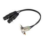 Cáp chuyển đổi đầu 2 RCA chữ L đực sang 2 đầu XLR CANNON 3 chân cái cho micro / thiết bị âm thanh, chiều dài tổng khoảng 34cm, 2 đầu RCA chữ L đực
