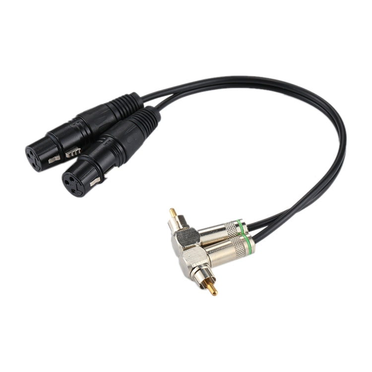 Cáp chuyển đổi đầu 2 RCA chữ L đực sang 2 đầu XLR CANNON 3 chân cái cho micro / thiết bị âm thanh, chiều dài tổng khoảng 34cm, 2 đầu RCA chữ L đực