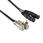Cáp chuyển đổi đầu 2 RCA chữ L đực sang 2 đầu XLR CANNON 3 chân cái cho micro / thiết bị âm thanh, chiều dài tổng khoảng 34cm, 2 đầu RCA chữ L đực
