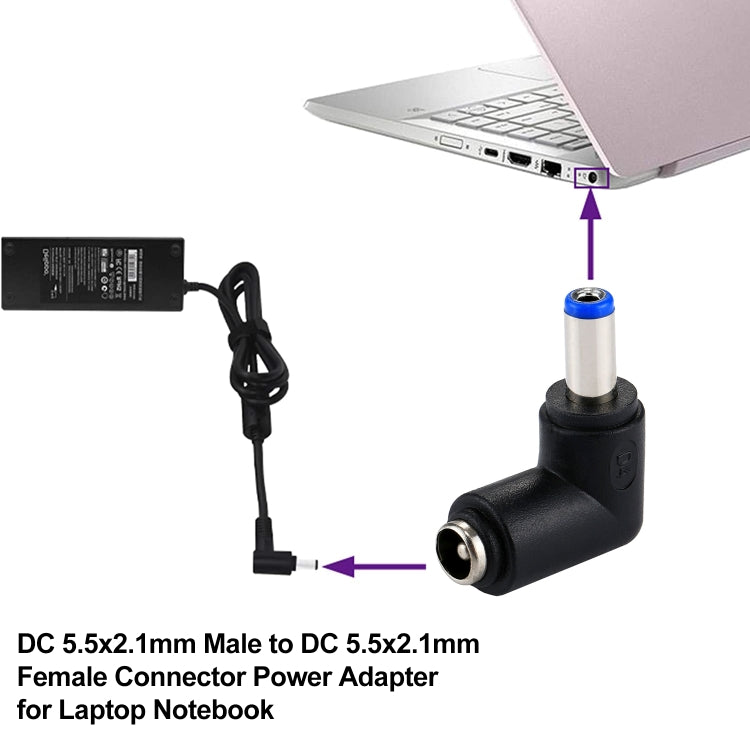 Bộ chuyển đổi nguồn đầu nối DC 4506 đực sang DC 7406 cái cho laptop HP, góc vuông 90 độ, DC 5521 đực sang cái
