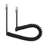 Cáp nối dài điện thoại kiểu lò xo RJ11 4 lõi đực sang đực, chiều dài kéo giãn: 2m (đen), chiều dài: 2m
