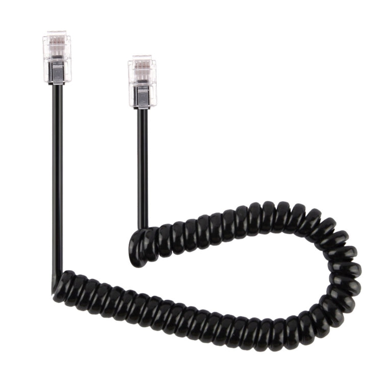 Cáp nối dài điện thoại kiểu lò xo RJ11 4 lõi đực sang đực, chiều dài kéo giãn: 2m (đen), chiều dài: 2m