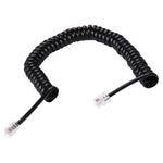 Cáp nối dài điện thoại kiểu lò xo RJ11 4 lõi đực sang đực, chiều dài kéo giãn: 2m (đen), chiều dài: 2m