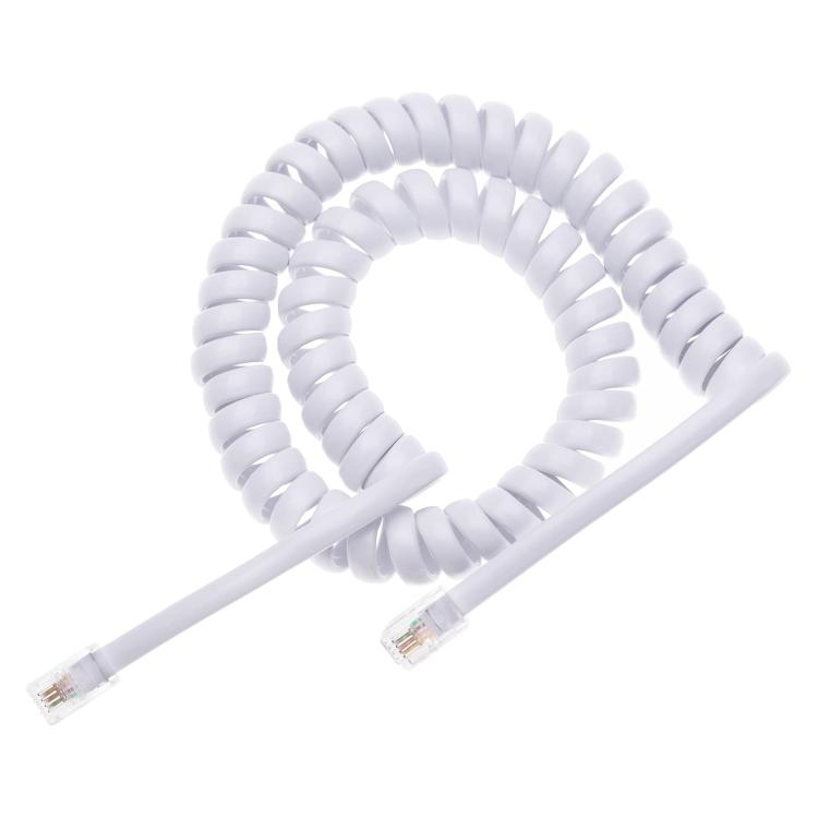 Cáp nối dài điện thoại RJ11 4 lõi đực sang đực kiểu lò xo, dài co giãn 3m (màu trắng), dài 3m