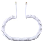 Cáp nối dài điện thoại RJ11 4 lõi đực sang đực kiểu lò xo, dài co giãn 3m (màu trắng), dài 3m