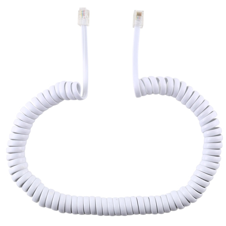 Cáp nối dài điện thoại RJ11 4 lõi đực sang đực kiểu lò xo, dài co giãn 3m (màu trắng), dài 3m