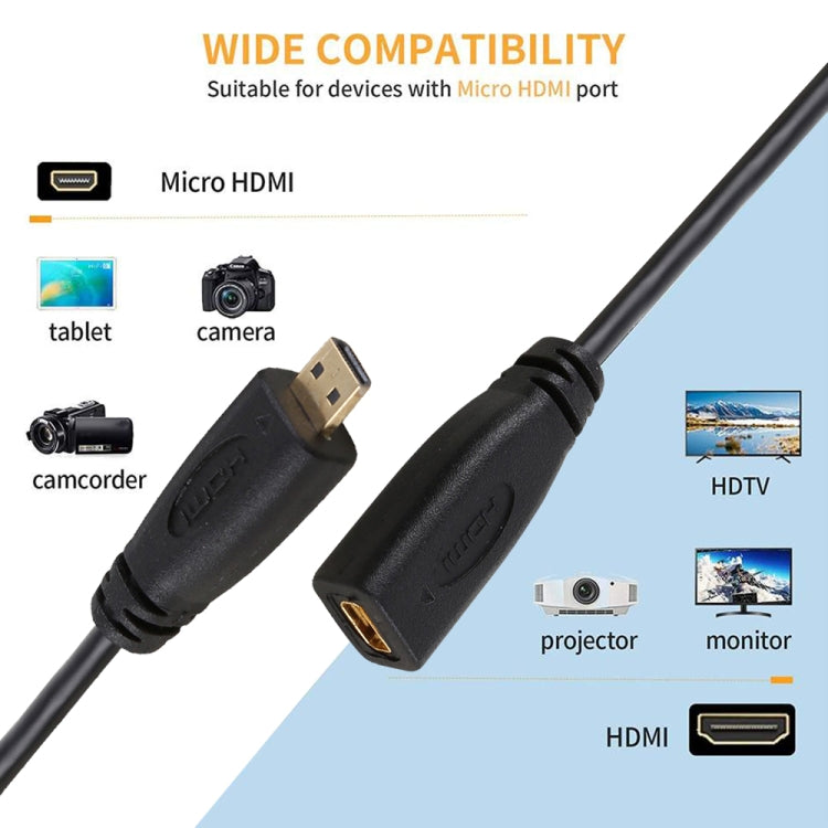 Cáp chuyển đổi đầu nối Micro HDMI cái sang đực mạ vàng dài 30cm 1080P