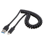 Cáp nối dài lò xo rút USB 3.0 đực sang USB-C / Type-C đực dài 1.5m, USB 3.0 đực sang Type-C đực