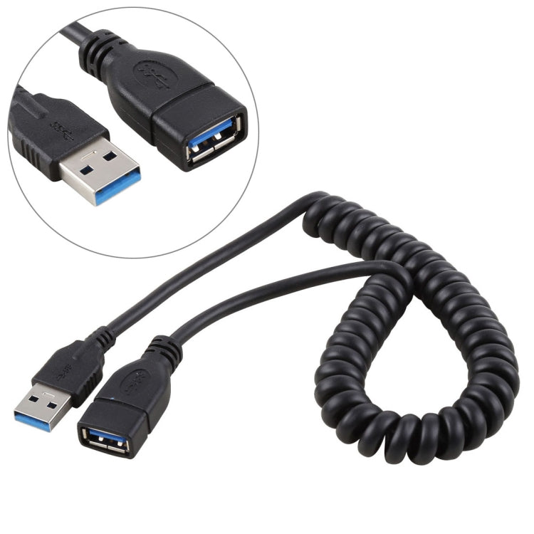 Cáp nối dài lò xo rút USB 3.0 đực sang cái dài 1.5m, USB 3.0 đực sang cái