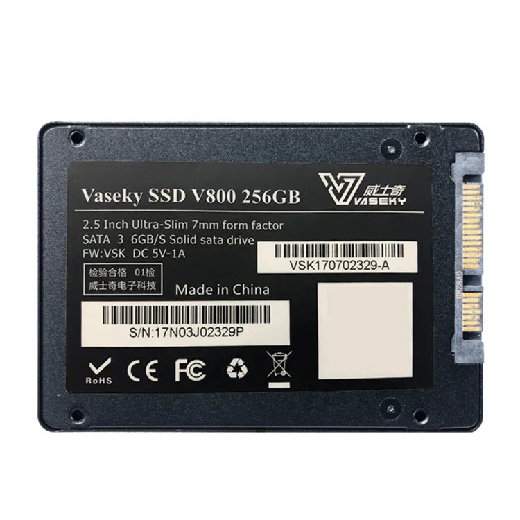 Ổ cứng thể rắn Vaseky V800 256GB 2.5 inch SATA3 6GB/s siêu mỏng 7mm SSD cho máy tính để bàn, laptop, 256GB