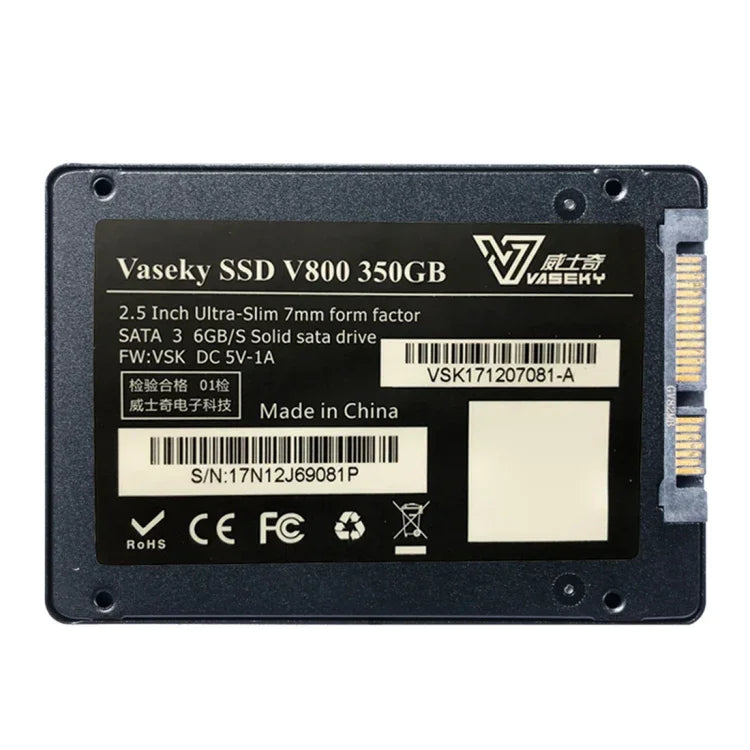 Ổ cứng thể rắn Vaseky V800 350GB 2.5 inch SATA3 6GB/s siêu mỏng 7mm SSD cho máy tính để bàn, laptop, 350GB