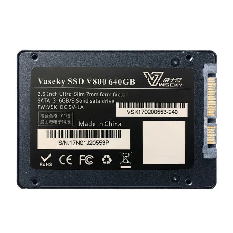 Ổ cứng thể rắn Vaseky V800 512GB 2.5 inch SATA3 6GB/s siêu mỏng 7mm SSD cho máy tính để bàn, laptop, 512GB