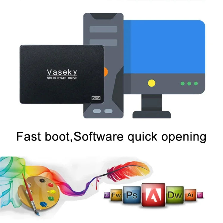 Ổ cứng thể rắn Vaseky V800 512GB 2.5 inch SATA3 6GB/s siêu mỏng 7mm SSD cho máy tính để bàn, laptop, 512GB