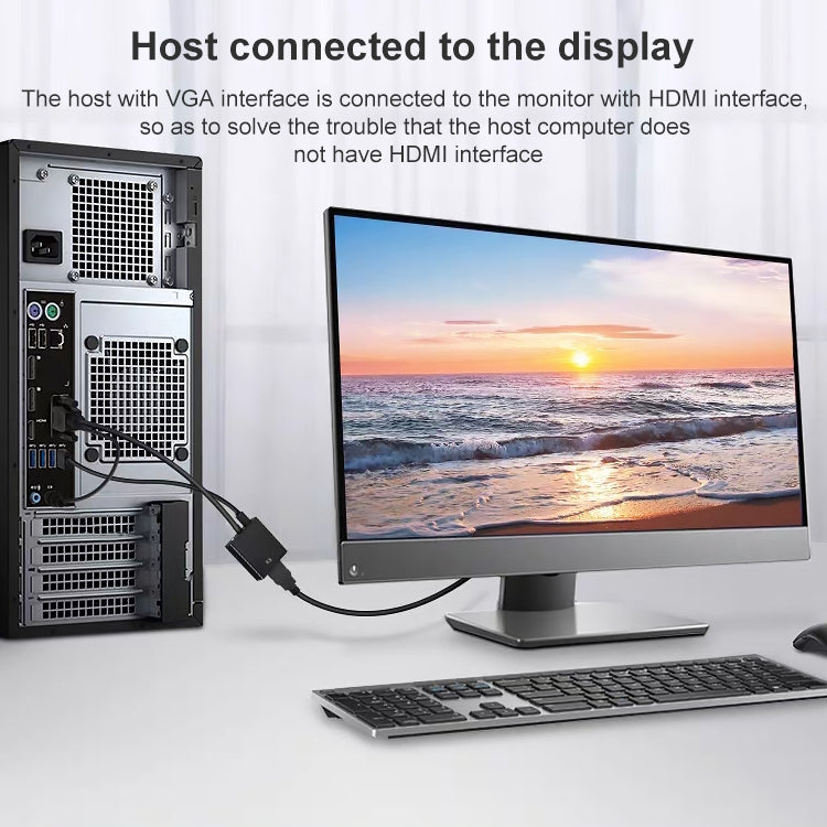Bộ chuyển đổi HDCO-VGAM2 VGA đực 1080P sang HDMI cái kèm cáp âm thanh 3.5mm, HDCO-VGAM2