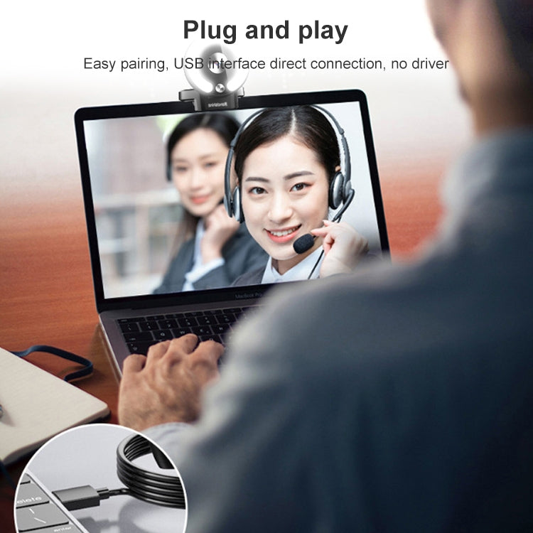 Camera làm đẹp máy tính Landshine góc rộng 90 độ 2K USB tự động lấy nét có đèn vòng
