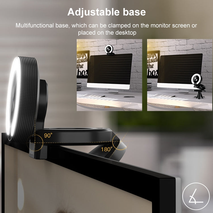 Camera làm đẹp máy tính Landshine góc rộng 90 độ 2K USB tự động lấy nét có đèn vòng