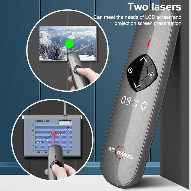 ASiNG A8 Bút lật trang PPT laser xanh 32GB Người trình chiếu không dây, A8 32GB